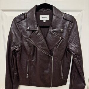 BB Dakota Croc Leather Jacket in Wine Burgundy